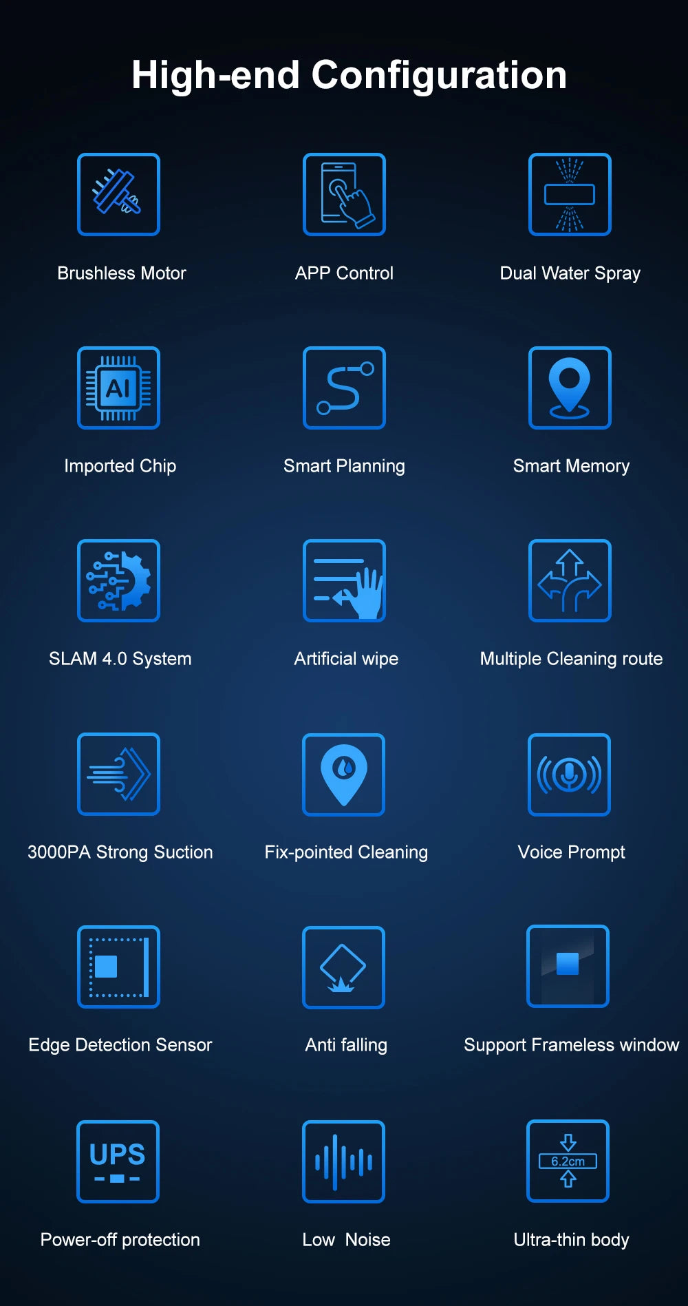 Robot Window cleaner ABIR WD8,Dual Water Spray,Smart Memory,High Vacuum Suction, Laser Sensor, Home Wall Glass Cleaning Robot