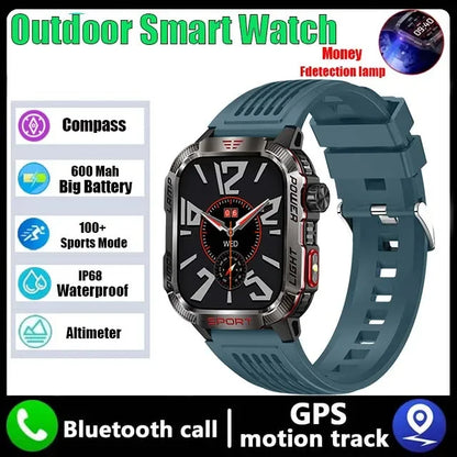 2024 New Durable Military Smart Watch Bluetooth Call Outdoor Sports Track Tracker Men's and Women's Smartwatches LED Flashlight