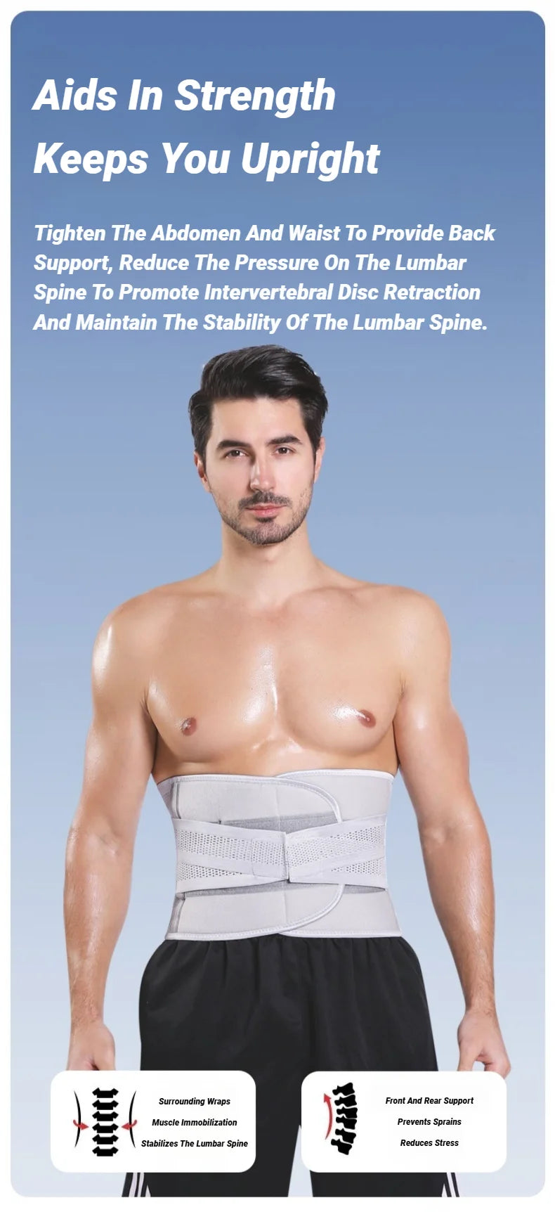 Adjustable Back Braces Waist Belt Men Women Lower Pain Relief Breathable Anti-Skid Spine Lumbar Support Trainer Trimmer Fitness