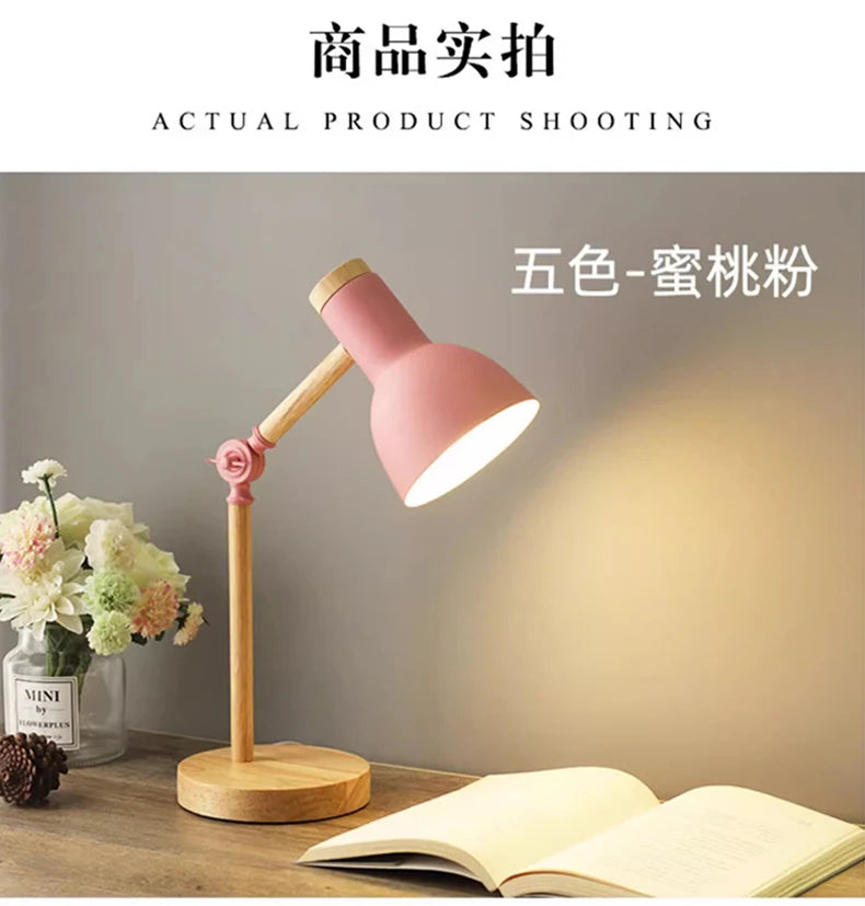 Nordic Decorative Eye Protection Small Table Lamp Modern Simple Cute Exquisite Bedroom Desk Bedside Lamp Girl Macaron Wood Lamp