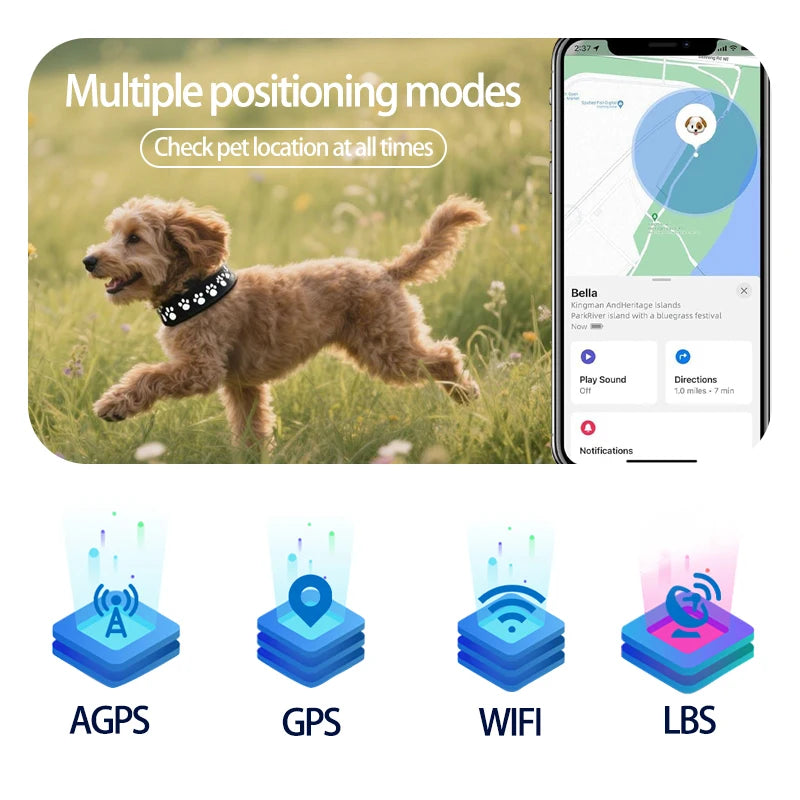 Pet Bluetooth GPS Tracker Dog Mini Tracking Movement Alert Collars Anti Lost Tracker for Cats and Puppies Remote Global Locator