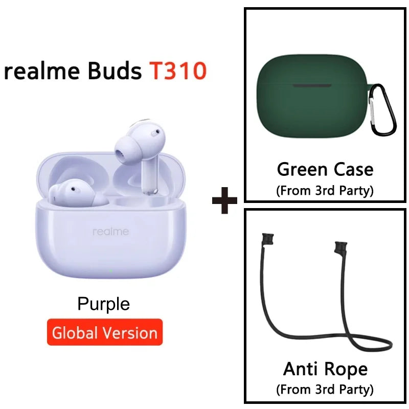 Global Version realme Buds T310 True Wireless Earphone 46dB Active Noise Cancelling TWS Earphone Bluetooth 5.4 For realme phone