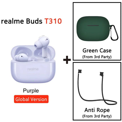 Global Version realme Buds T310 True Wireless Earphone 46dB Active Noise Cancelling TWS Earphone Bluetooth 5.4 For realme phone