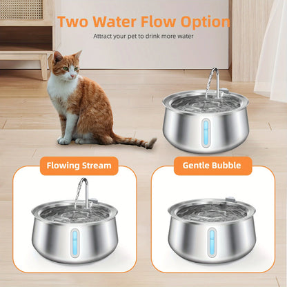 Damaly,4L Autofeeder Stainless Steel Cat Water Fountain with Ultra-Quiet Pump - USB Powered