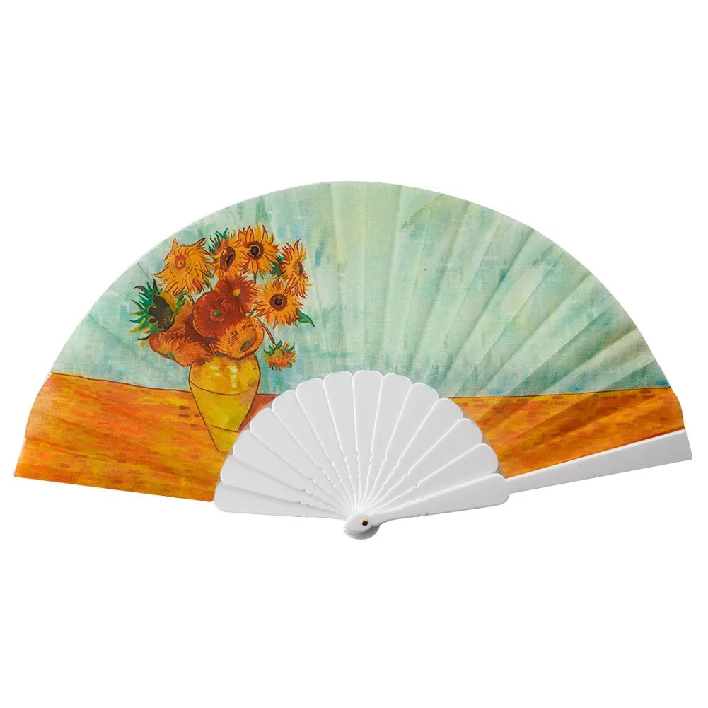 Oil Painting World Famous Painting Folding Fan Plastic Fan Art Craft Gift Home Decoration Ornaments Dance Hand Fan Gifts