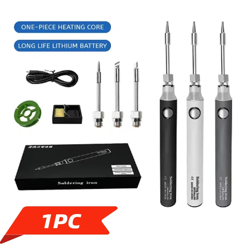 Portable Soldering Iron 1100mAh Mini Soldering Iron Kit USB Rechargeable Welding Soldering Iron Tool