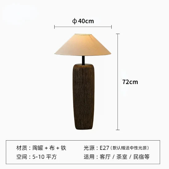 Ceramic floor lamp Wabi Sabi Style fabric lamp shade japanese floor lamp for Living Room Salon Corner Sofa Lounge Standing Light