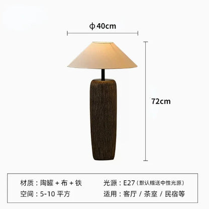Ceramic floor lamp Wabi Sabi Style fabric lamp shade japanese floor lamp for Living Room Salon Corner Sofa Lounge Standing Light