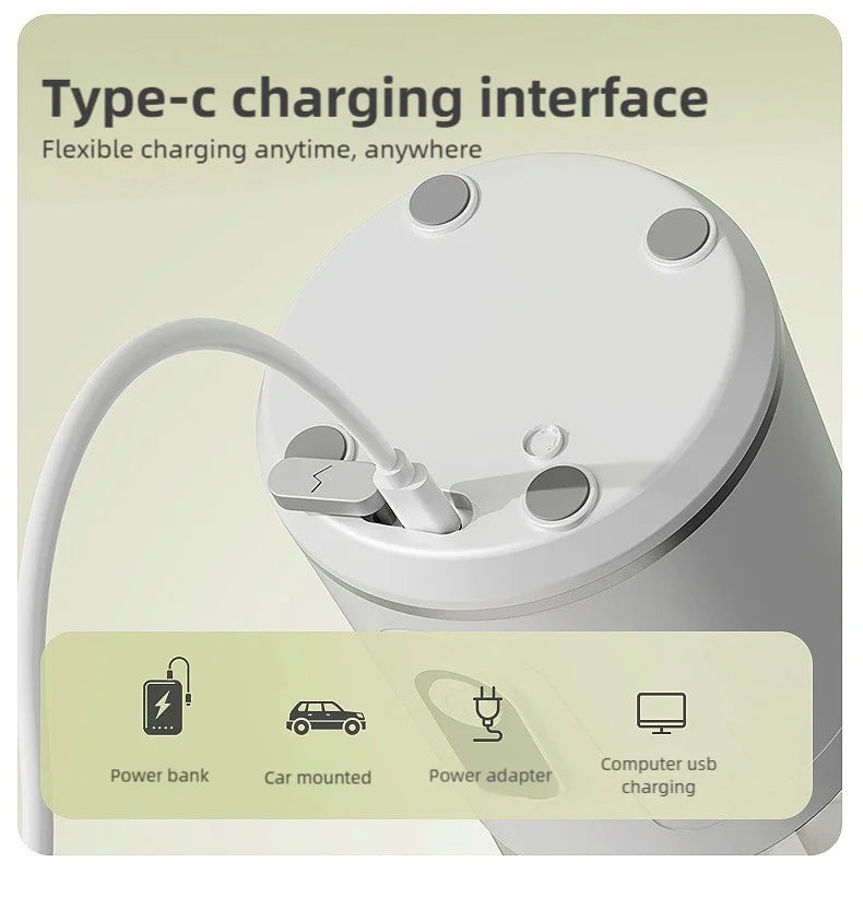 New Portable Juice Blender 600ml 12 Blades Fast Blending USB Rechargeable For Outdoor Milkshake Smoothie Electric Blender