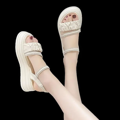Outdoor Platform Sandals for Women New Breathable Fashion Woman Shoes Summer 2025 Comfortable Trending Pvc Designer Luxury Shoe