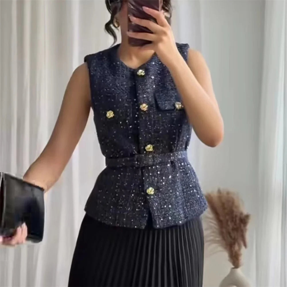 2025 New Women's Clothing European and American Style Fashion Design Sense Small Fragrant Style Decoration Texture Vest