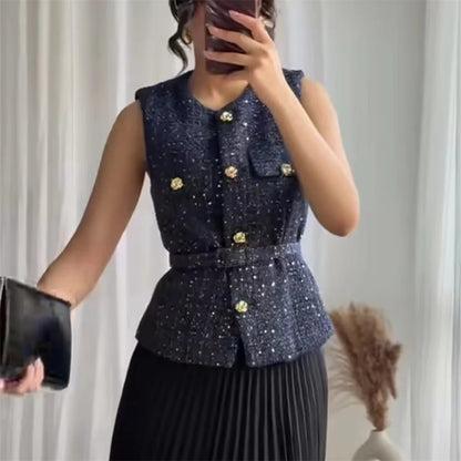2025 New Women's Clothing European and American Style Fashion Design Sense Small Fragrant Style Decoration Texture Vest