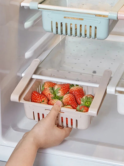 1Pc Refrigerator Storage Basket Flexible Expandable Fridge Organizer Drawer Storage Rack Storage Fresh Box Freezer Box Storage