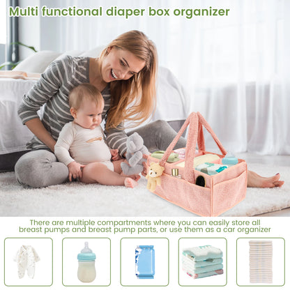 Diaper Bag for Baby Newborn Portable Diaper Caddy Organizer with Handle Large Pocket Diaper Bags Organizer for Baby Care