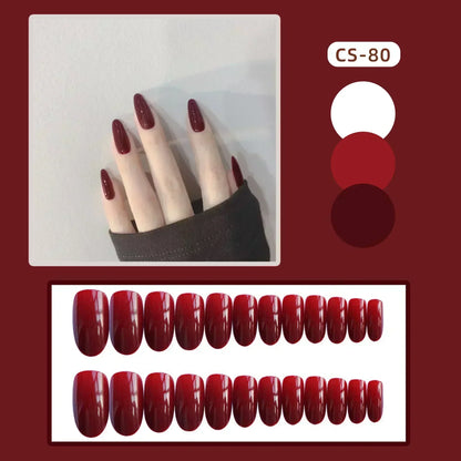 24pcs/Box Long Coffin False Nails Art Rose with Glue Wearable Nude Pink White Color Jelly Nails Tips Full Cover Press on Nails