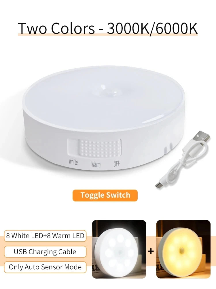 Smart Motion Sensor Light Usb Rechargeable Cabinet Lights Warm Light White Light For Kitchen Stairs Hallway Closet Bedroom Lamp