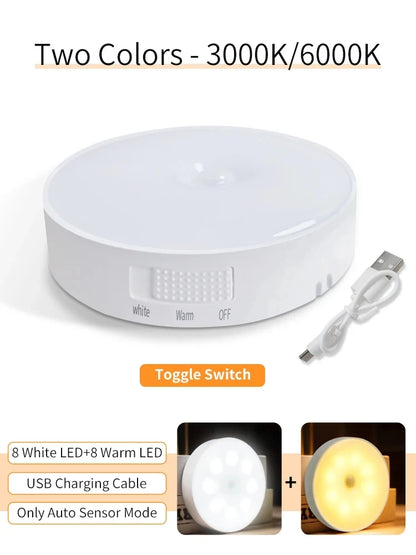 Smart Motion Sensor Light Usb Rechargeable Cabinet Lights Warm Light White Light For Kitchen Stairs Hallway Closet Bedroom Lamp