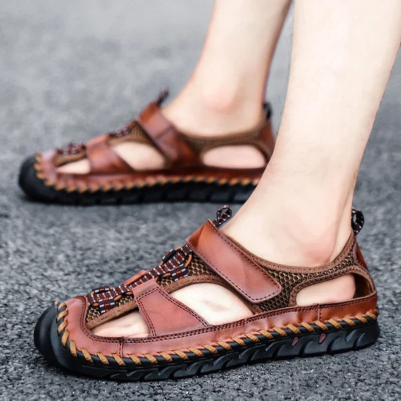 Comfortable Man Sandal for Men Flat Sandals Trend 2024 Men's Summer Sandal Authentic Leather Shoes Man Platform Sandals. Slipers