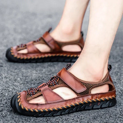 Comfortable Man Sandal for Men Flat Sandals Trend 2024 Men's Summer Sandal Authentic Leather Shoes Man Platform Sandals. Slipers
