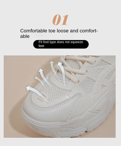 Black Daddy Thick Sole Sneakers Casual Vulcanized Shoes Women High Platform Sneakers Lace Up White Sneakers Women