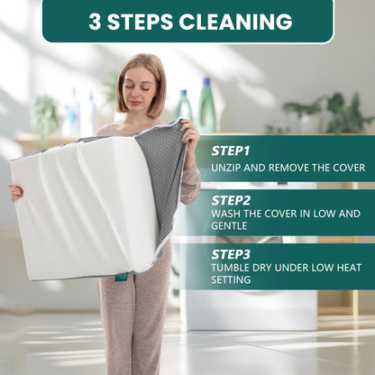 2 pc Wedge Pillow with Memory Foam Top Chic Jacquard Cover for Sleeping and Acid Reflux for Headboard and sofa Triangle Pillow