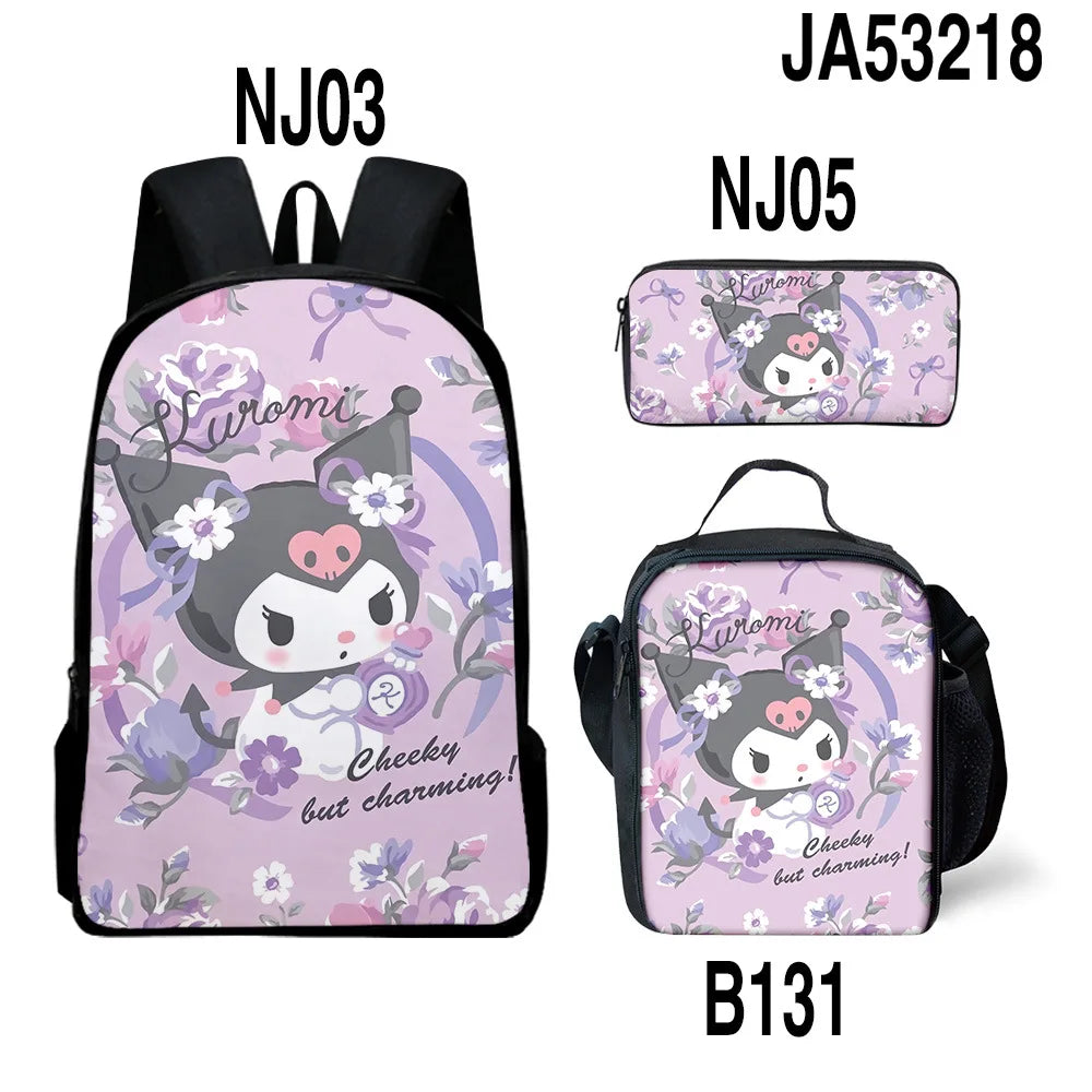 Sanrio Kuromi Backpack Sanrio Backpack Pencil Bag Student School Bag Primary and Middle kawaii Cartoon School Bag Mochila