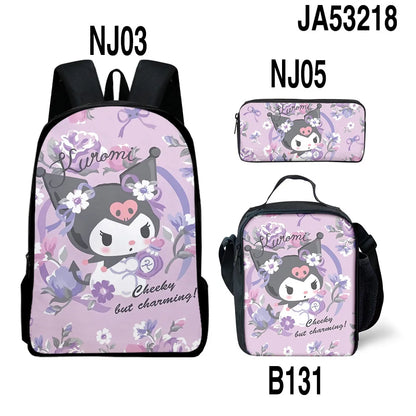 Sanrio Kuromi Backpack Sanrio Backpack Pencil Bag Student School Bag Primary and Middle kawaii Cartoon School Bag Mochila