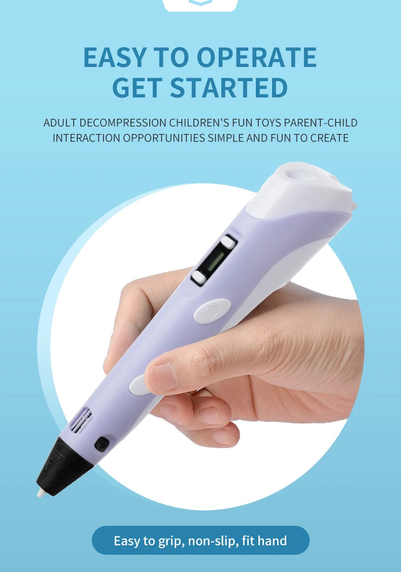 3D Pen DIY Drawing Pen With LCD Screen Compatible PLA ABS Filament Toys Safe Paiting for Children Kids Christmas Birthday Gifts