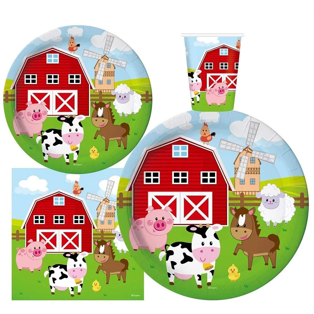 Farm House Fun Barnyard Animals Party Supplies Paper Plates Napkins CUps Farm Animals Birthday Party Decoration