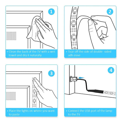 Led Strip Lights Bluetooth Control RGB LED Lights for TV USB 5V Led Tape for TV Backlight Room Party Decoration
