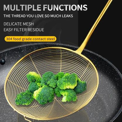 Strainer 304 stainless steel household kitchen scoop Hot pot pot strainer for deep-frying noodles strainer spoon