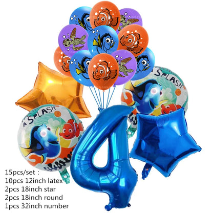 Finding Nemo Birthday Party Decoration Children Party Balloons Disposable Tableware Plates Napkins Cup Tablecloth Party Supplies