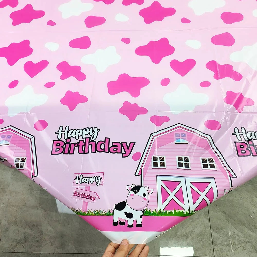 1-5 Pcs Farm Animal Birthday Tablecloth Farm Plastic Table Cover Farm Barnyard Birthday Party Supplies for Baby Shower Boys Girl