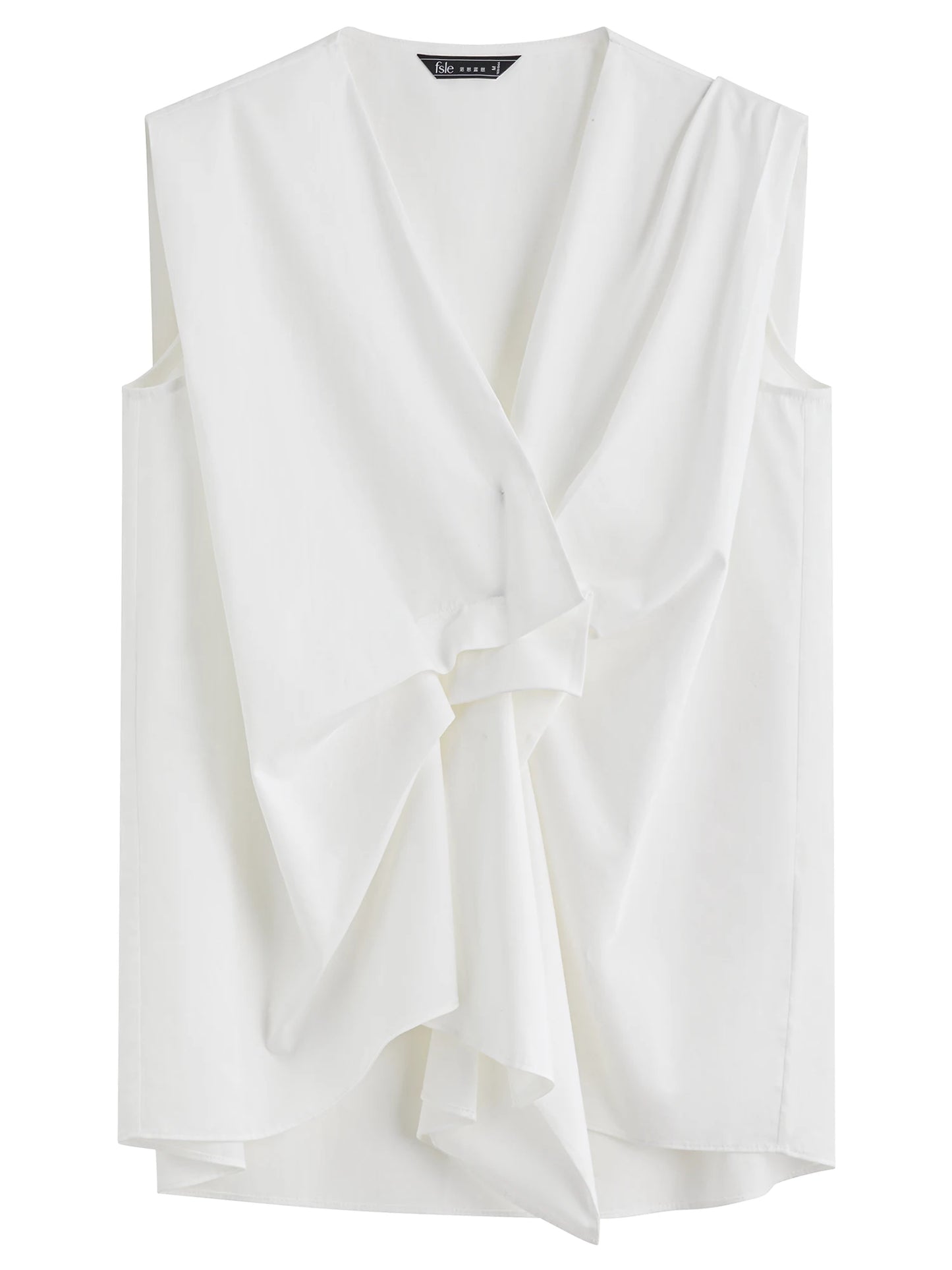 FSLE【Premium Series】2025 Summer Women's Textured Sleeveless Blouse - Crinkle Weave & Relaxed Fit with Artisan Detailing