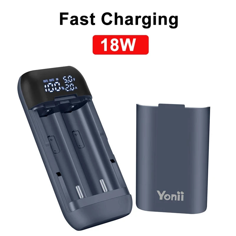 Battery Charger Case 18650 21700 20700 Rechargable Lithium Li-ion Batteries DIY Power Bank Portable Charger QC3.0 Fast Charging