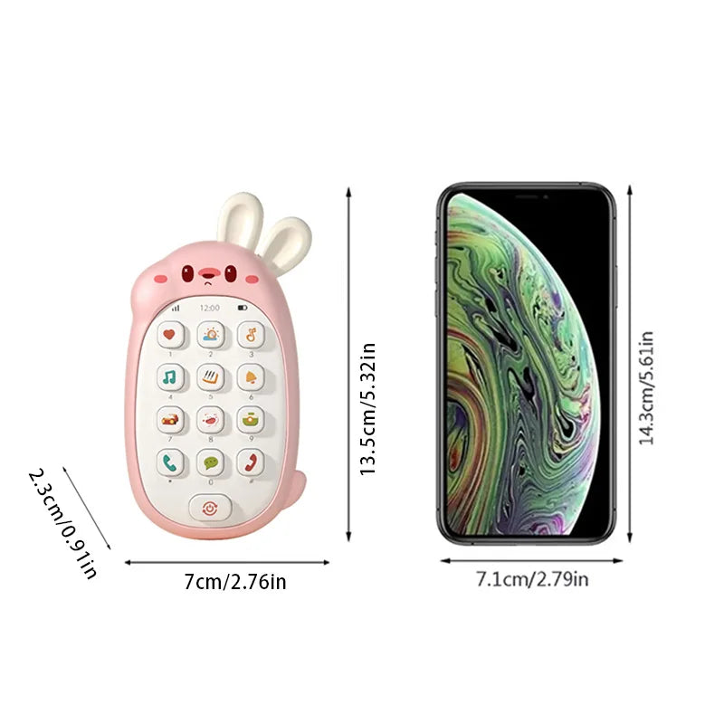 Baby Rabbit Mobile Phone Children's Toy Can Bite Puzzle Early Education Baby Multi functional Music Simulation Phone