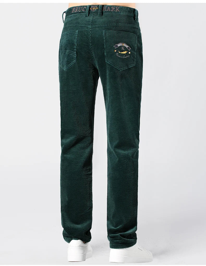 2024 Winter Corduroy Pants for Men Casual Stretch Cotton Straight  Mens Trousers Mid Waist Korean Style  Free Delivery Plus Size