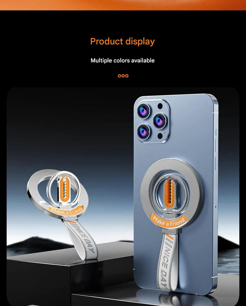 for MagSafe Car Mount, 3-in-1 Upgraded Magnetic Phone Ring Holder Grip Kickstand Car  with MagSafe Accessories for IOS & Android