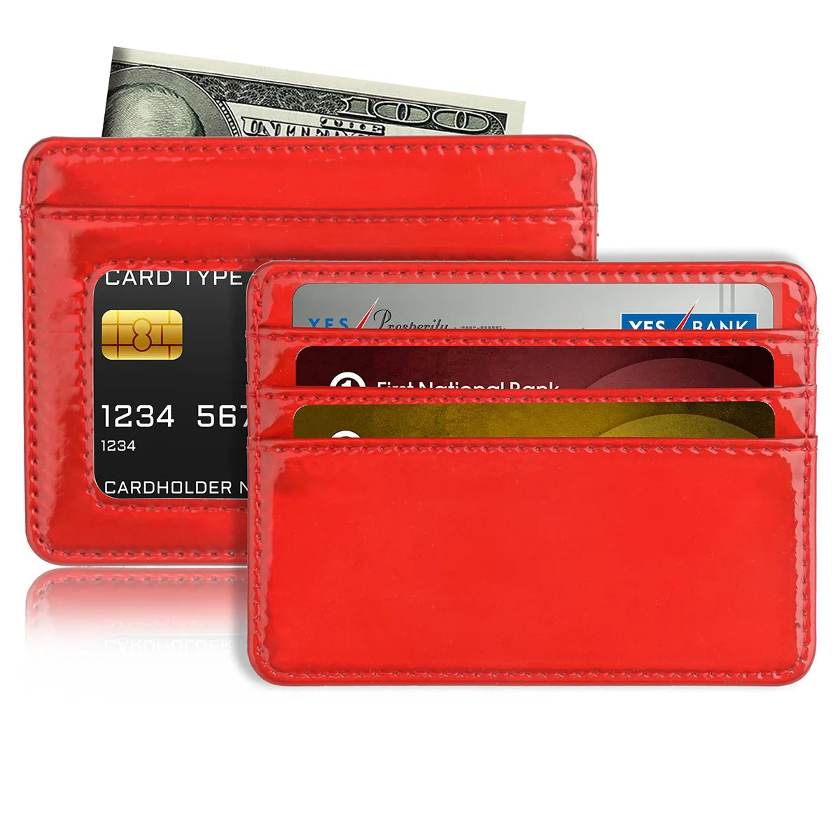 RFID Blocking Credit Card Holder Wallet for Women Men, Slim Minimalist Front Pocket Wallet with Laser Colors