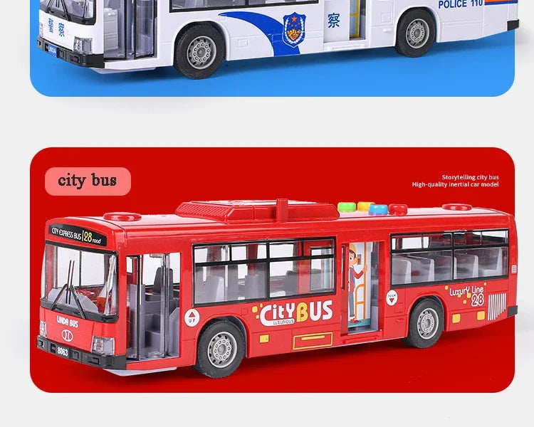 High Quality Simulation Bus Large Size Drop-resistant Light Music Inertia Bus Model Pull Back Car Educational Toys Gifts