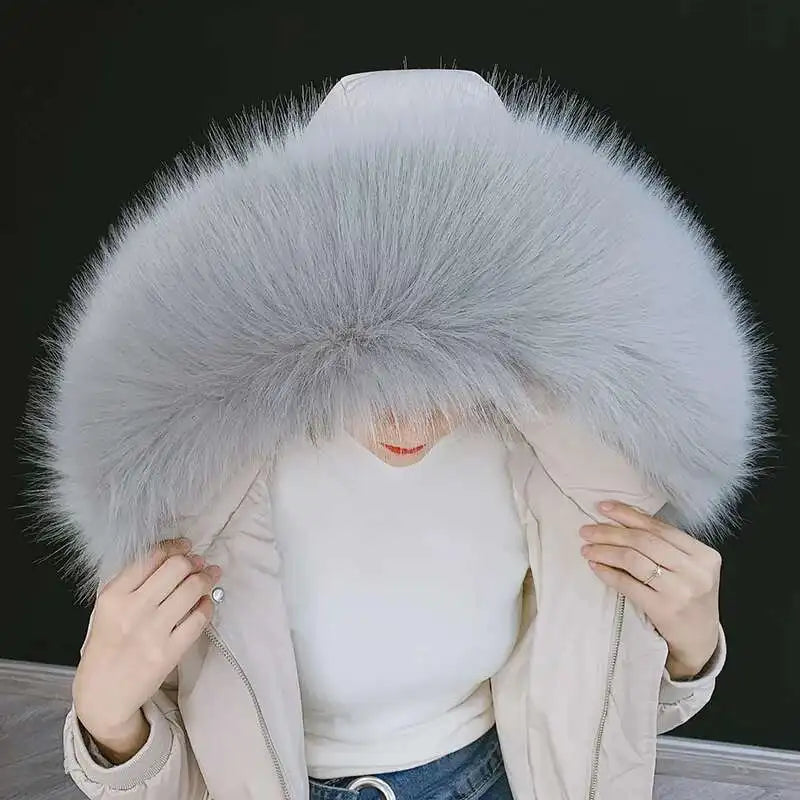 Detachable Faux Fur Collar Extra Large Warm Fake Fur Scarf Wrap Evening Cape For Winter Womens Coat Faux Fur Hood Ttrim Collar