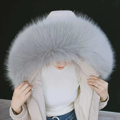 Detachable Faux Fur Collar Extra Large Warm Fake Fur Scarf Wrap Evening Cape For Winter Womens Coat Faux Fur Hood Ttrim Collar