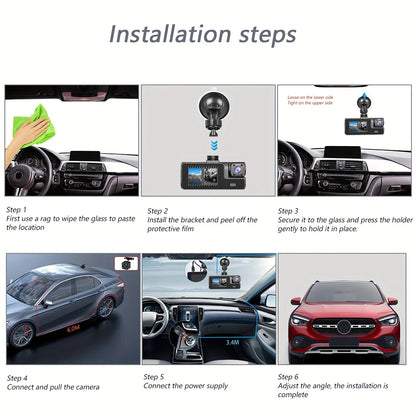 3Camera Dash Cam For Car Camera 1080P Video Recorder WIFI Car DVR 2lens Front Rear View Camera Night Vision Car Accessories