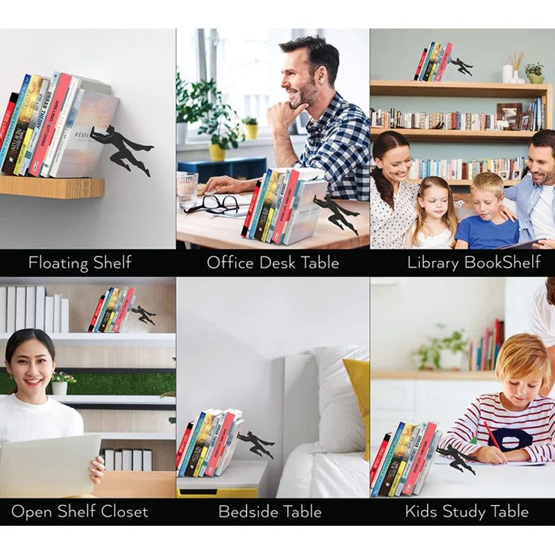 Creative Superman Metal Bookshelf Book Stand Creative Book Block Book Shelves Book Shelves Desk Book Storage Decorative Gift