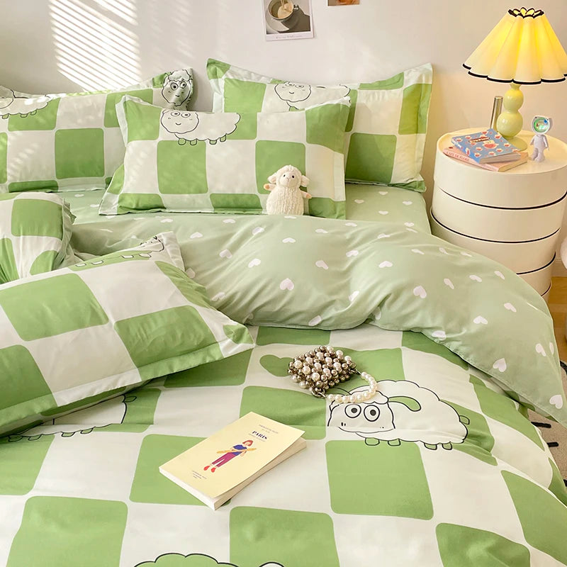Bedding Set for Girl Boy Bedroom KIDS Modern Comforter Duvet Cover Flat Sheet Pillowcase  Home Textile Soft Bed Linen