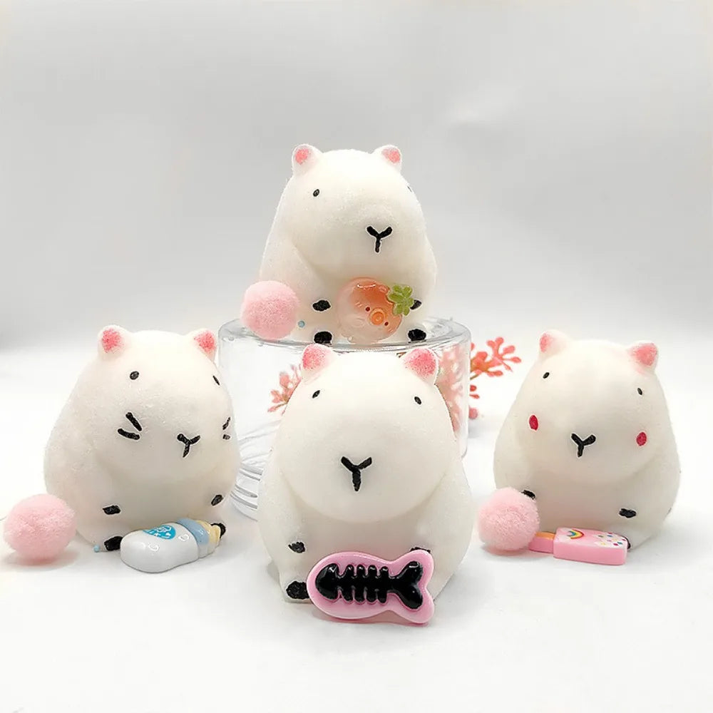 Random 1PC Pink White Capybara Squeezing Toys Squishy Toys Capybara Stress Relief Toys Pinch Stretch Decompress Stress Toys
