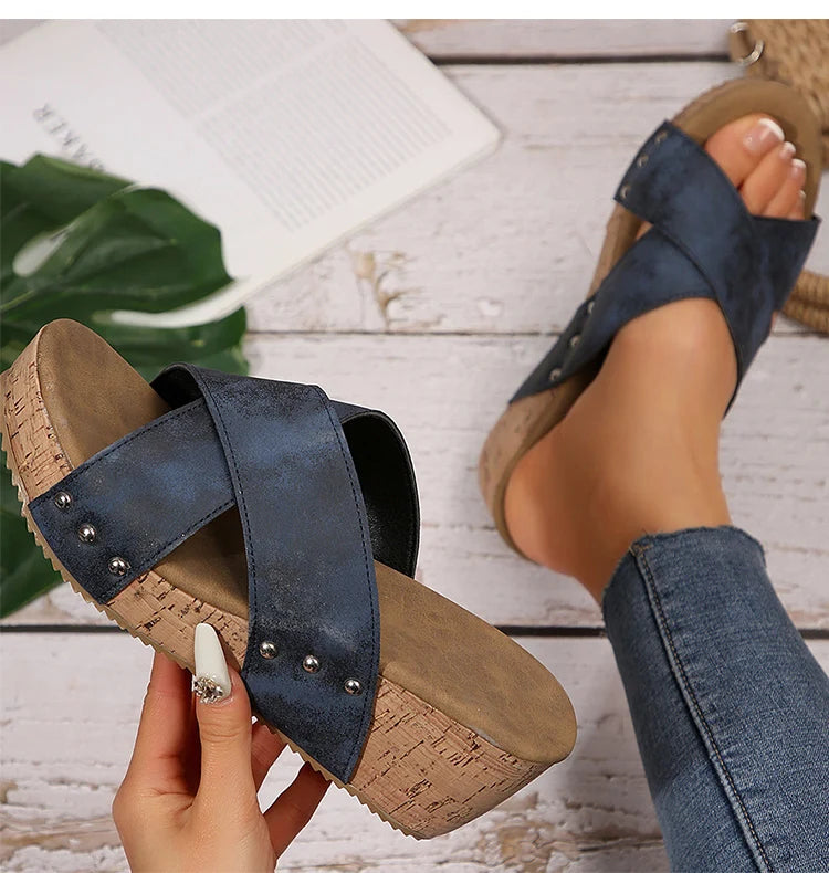 Women's Sandals Platform Sandals For Summer Shoes Woman High Heels Sandals Wedges Slippers 2025 Platform Shoes Heeled Footwear