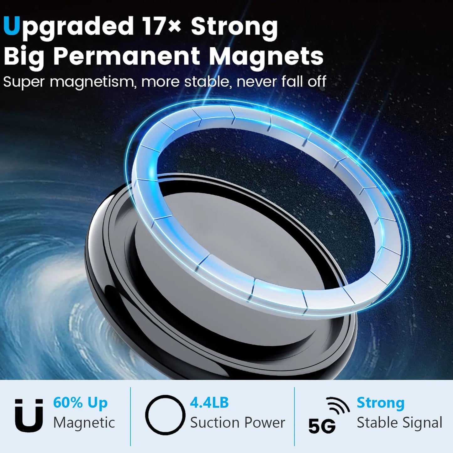 Foldable Magnetic Vacuum Phone Holder, Car Phone Holder Mount, Dashboard Magnetic Phone Holder, for Car, Mirror, Gym, Kitchen