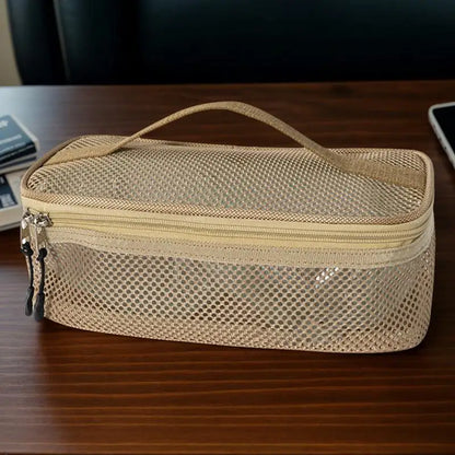 Camping Utensil Bag Road Trip Portable Cookware Pouch Large Mesh Portable Camp Utensil Bag For Picnic Barbecue Traveling