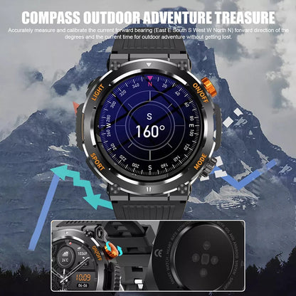 Smart Watch Men Bluetooth Call Health Monitor Sports Smart Watch IP67 Waterproof Outdoor Sports Watch 100+ Sports Modes